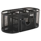 Mesh Oval Desk Organizer and Pencil Cup, 7 Compartments Plus Pull-out Drawer, Black ROL1746466