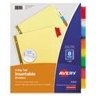 Insertable Big Tab Dividers, 8-Tab, Buff, Letter, Assorted Color Tabs AVE11111