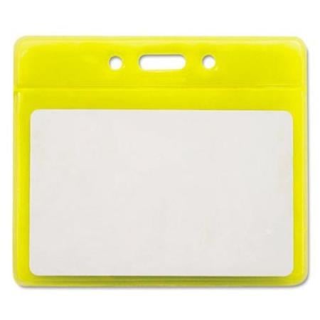 BULK Carton Pack of 25 Badge Holders with a Clear Front and a Yellow Reflective Back (1230 available 7/16/19)