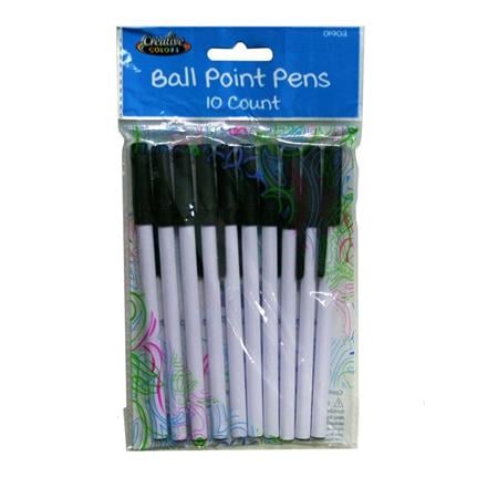 BULK Carton 10 Count Ball Point Stick Pens in Black- Minimum Order 1 Case Of 48