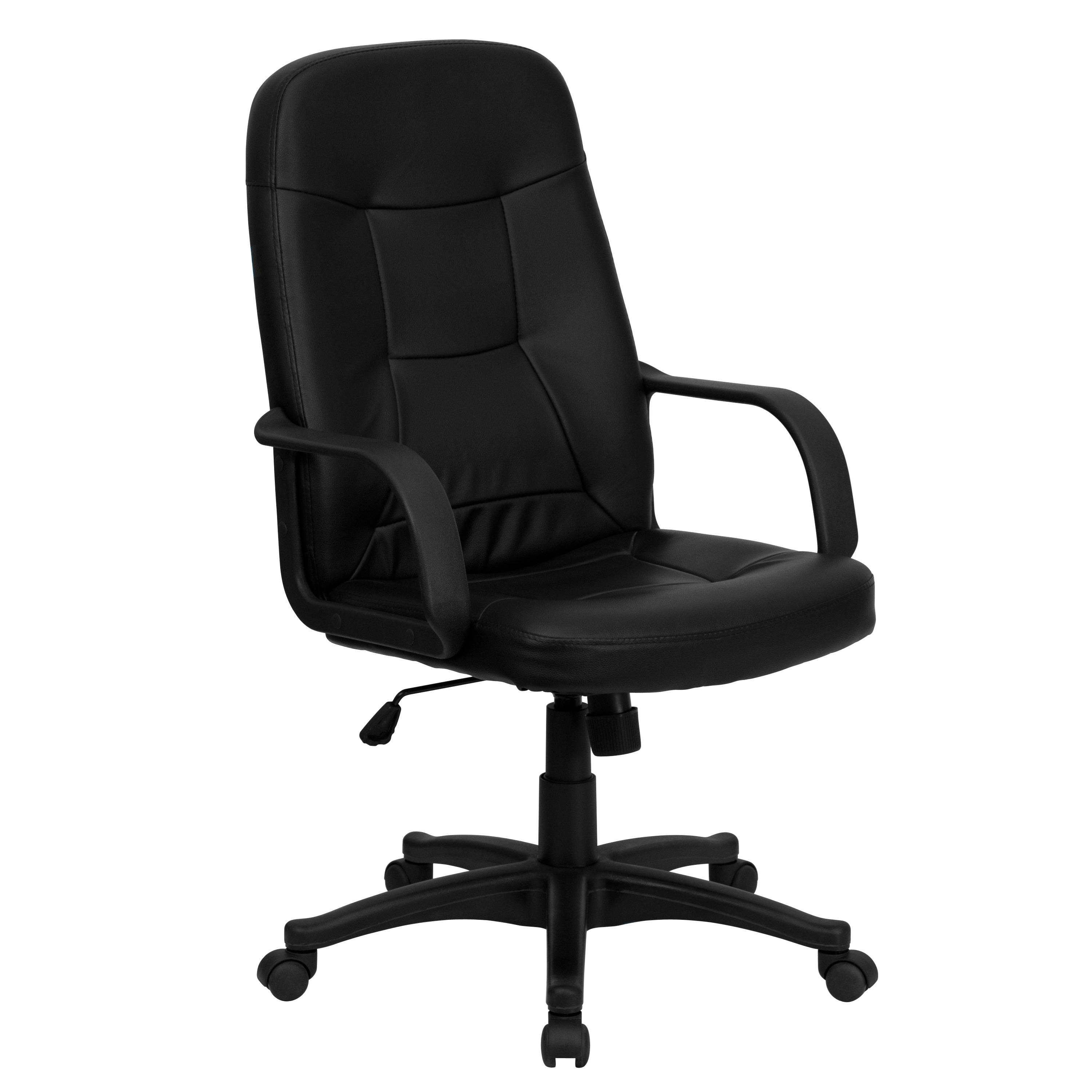 High Back Black Glove Vinyl Executive Swivel Office Chair With